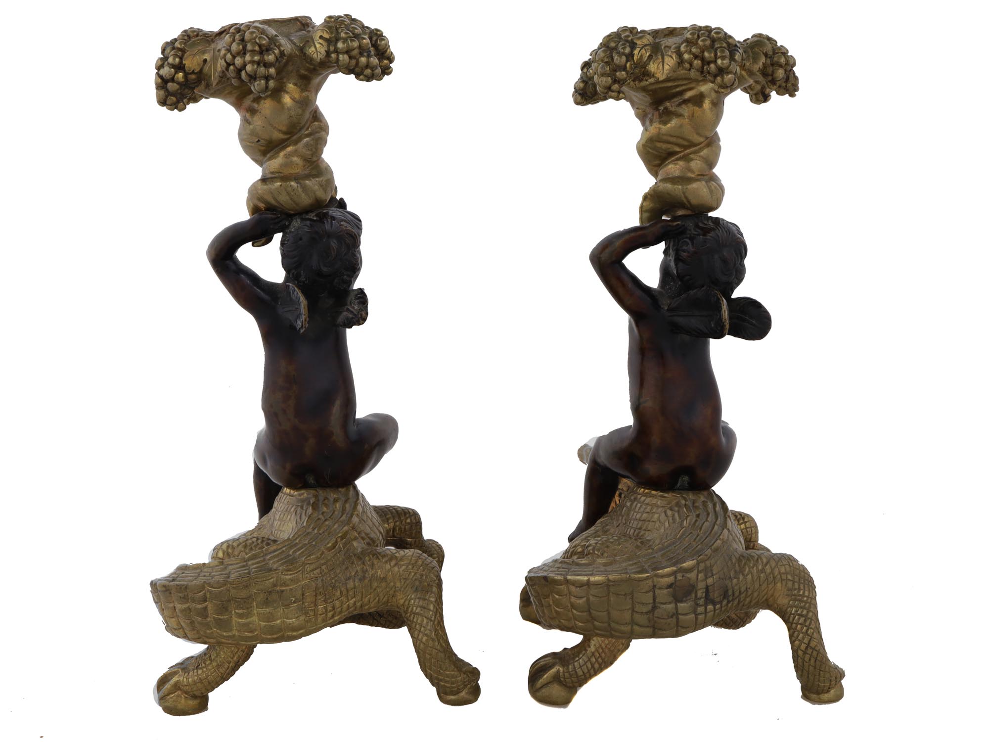 PAIR OF CROCODILE AND CUPID CANDLESTICKS C. 1810 PIC-4